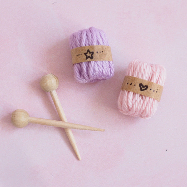 Miniature Knitting Needles and Wool