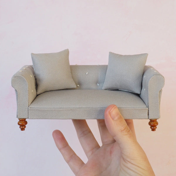 Miniature Grey Chesterfield Sofa