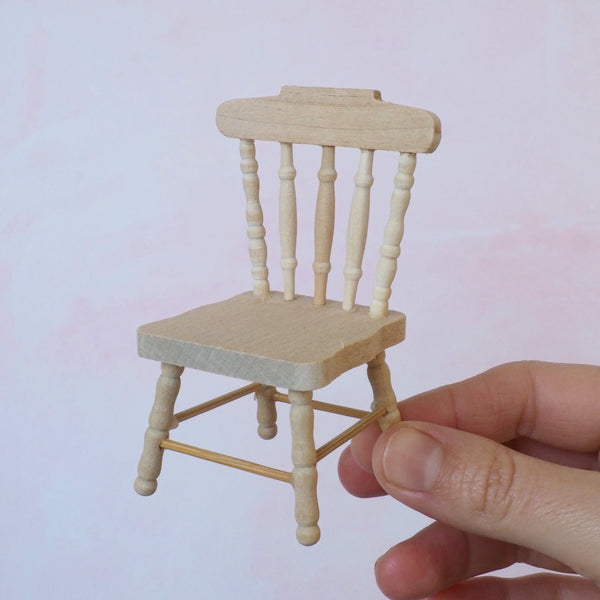Miniature Bare Wood Spindle Chair