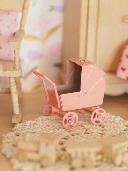 Pink Metal Miniature Pram