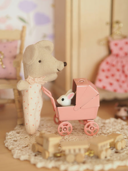 Pink Metal Miniature Pram
