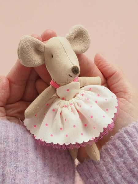 Neon Pink Polka dot Dress - Maileg Little Sister