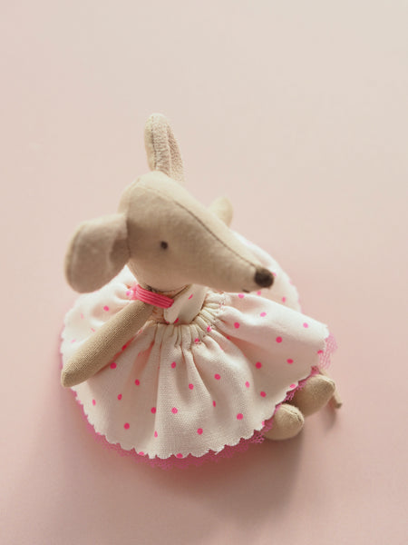 Neon Pink Polka dot Dress - Maileg Little Sister