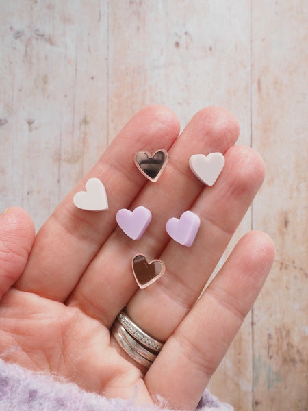 Mini Sticky Acrylic Hearts (Pack of 6)