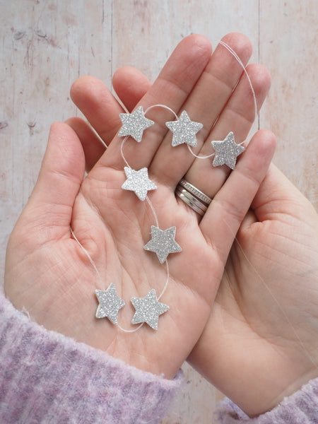 Miniature Glitter Star Garland