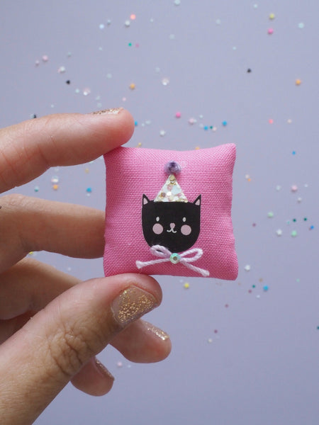 Black Party Cat Cushion