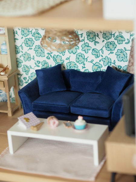 Navy Velvet Sofa