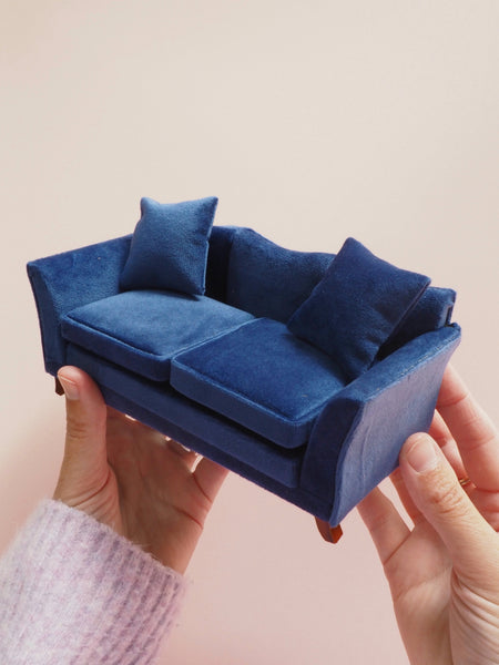 Navy Velvet Sofa