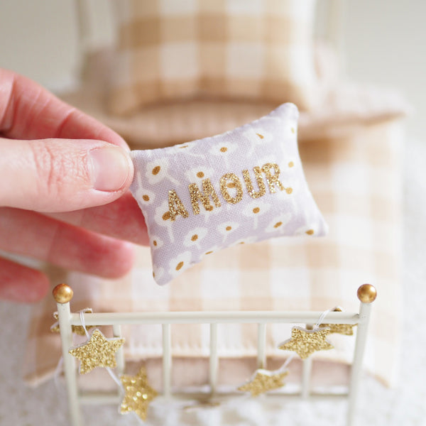 Amour Gold and Purple Dollhouse Cushion