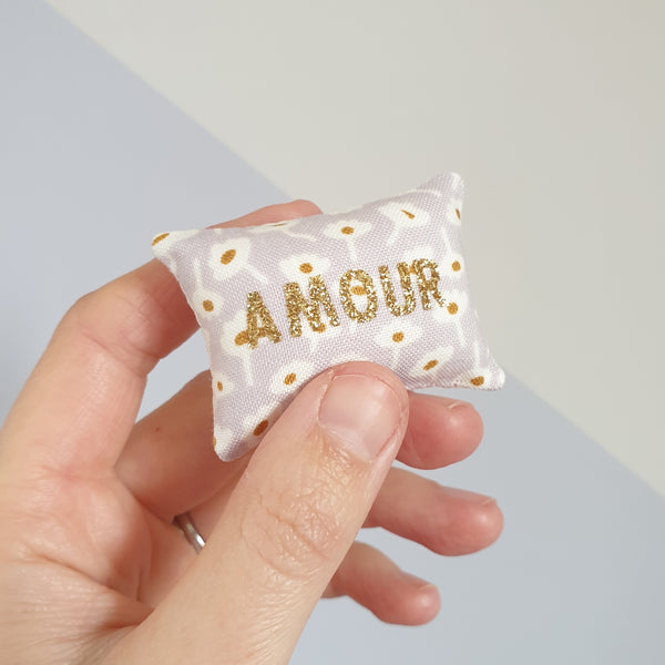Amour Gold and Purple Dollhouse Cushion