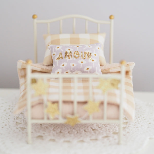 Amour Gold and Purple Dollhouse Cushion