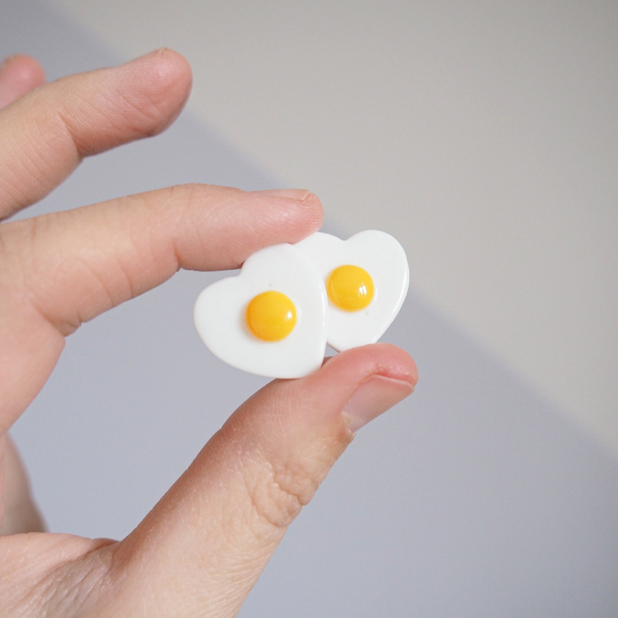 Two Miniature Heart Shaped Fried Eggs