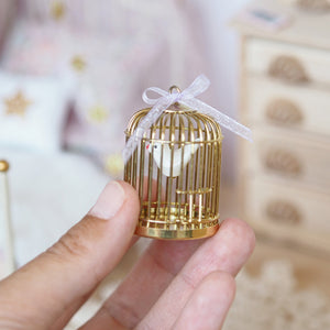 Small Miniature Birdcage with Bird