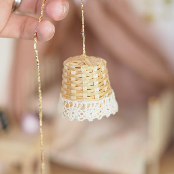 Miniature Woven Lampshade with Trim
