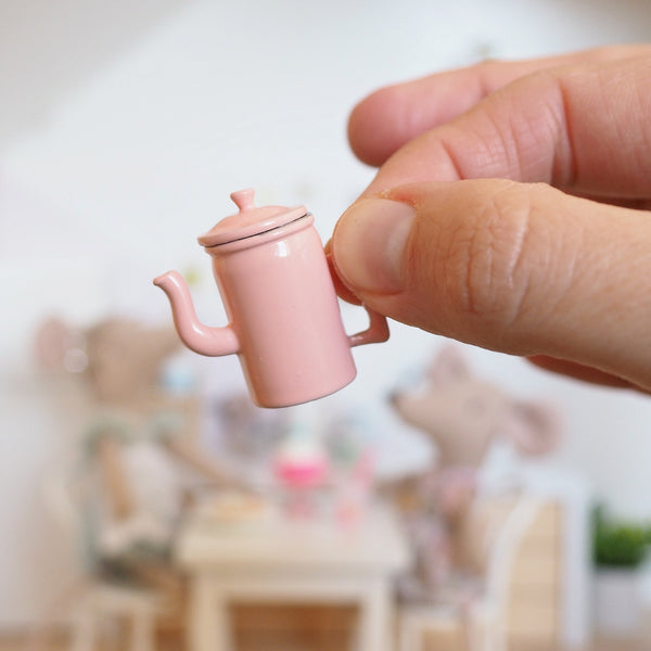 Miniature Pink Metal Teapot