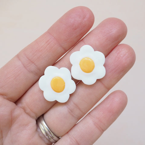 Two Miniature Flower Shaped Fried Eggs