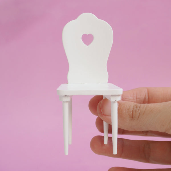 Miniature White Heart Chair